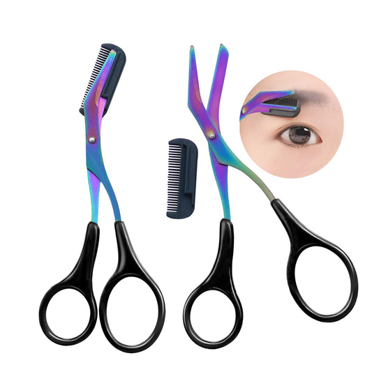 Juszok Eyebrow Trimmer Scissor with Comb 2025 New 2 Pcs Eyebrow Trimmer for Women Men Eyebrow Trimming Shaping Non-Slip Eyebrow Grooming Shear Eyelash Hair Removal Shaper Makeup Beauty Accessories