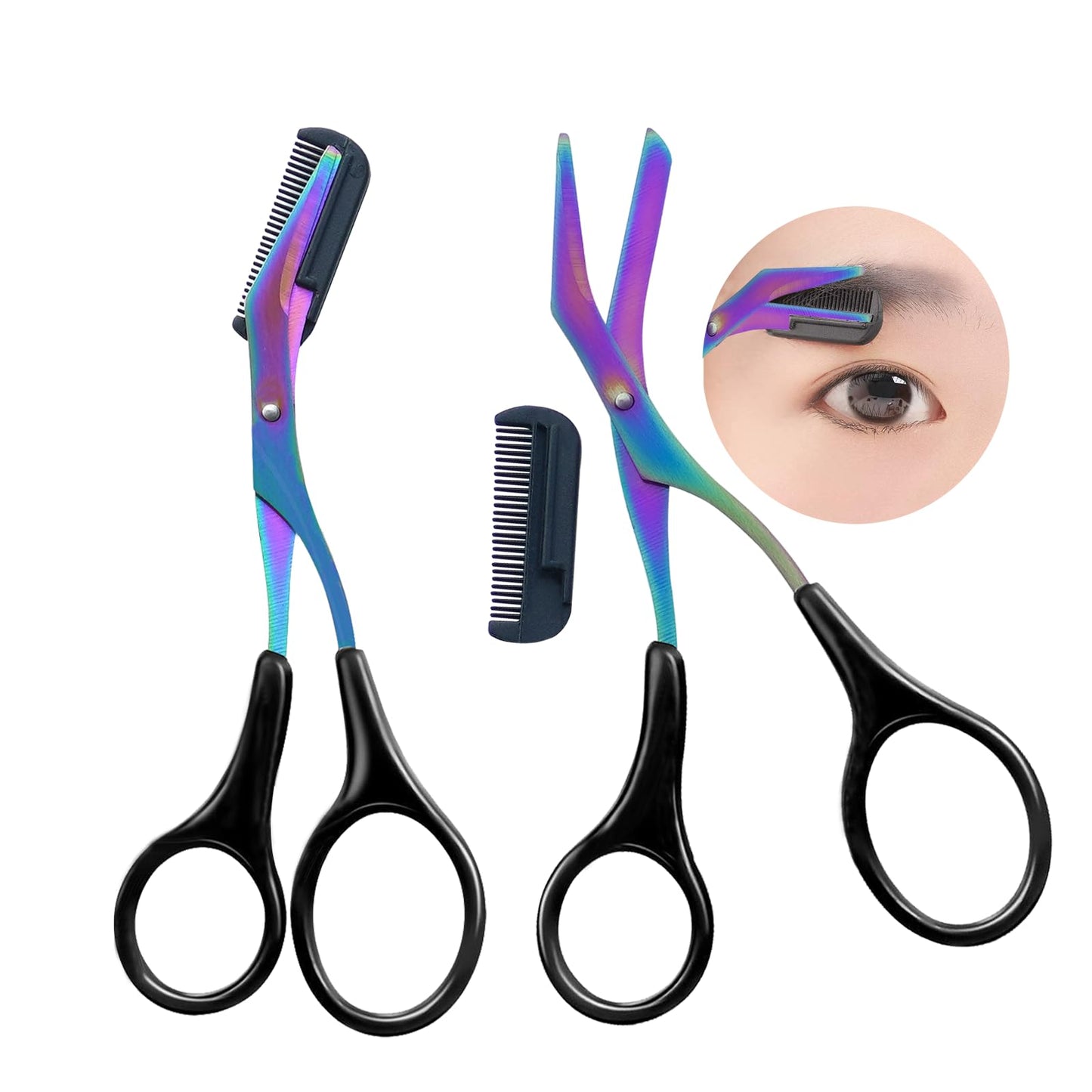 Juszok Eyebrow Trimmer Scissor with Comb 2025 New 2 Pcs Eyebrow Trimmer for Women Men Eyebrow Trimming Shaping Non-Slip Eyebrow Grooming Shear Eyelash Hair Removal Shaper Makeup Beauty Accessories